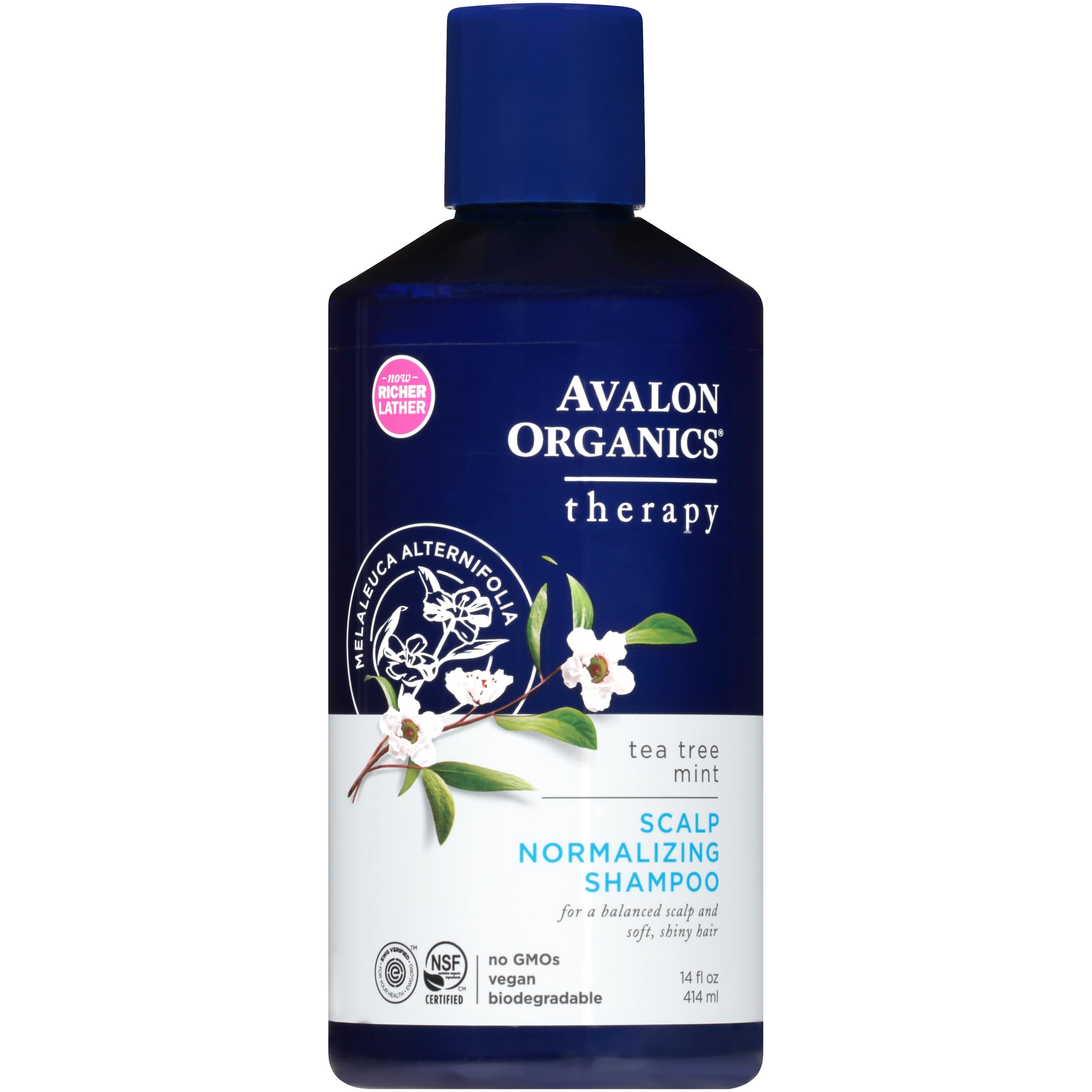 Avalon Organics Tea Tree Mint Scalp Normalizing Shampoo, 14 Fluid Ounce