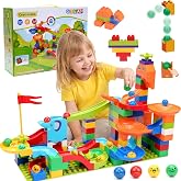 Marble Run Building Blocks for Kids 3-8, Catapult Track STEM Building Toy | 16 Track Pieces, 9 Model Guides, Compatible with Classic Blocks, STEM Toy for Boys Girls 3-8, Birthday Gift