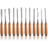 Dicunoy 12 PCS Wood Carving Tools, Gouges Woodworking Chisels, Full Size Wood Carving Knifes for Beginner, Hobbyists, Professionals, Artistic, Gifts for Him, Father's Day