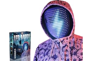 Depointer Life Led Mask with Gesture Sensing,Unisex LED Lighted Face Transforming Mask for Costume Cosplay Party Masquerade