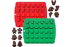 WELANE Christmas Silicone Molds, 2 PCS 3D Chocolate Candy Moulds for Holiday Baking (30 Cavity, 22x17cm/8.66x6.69in)