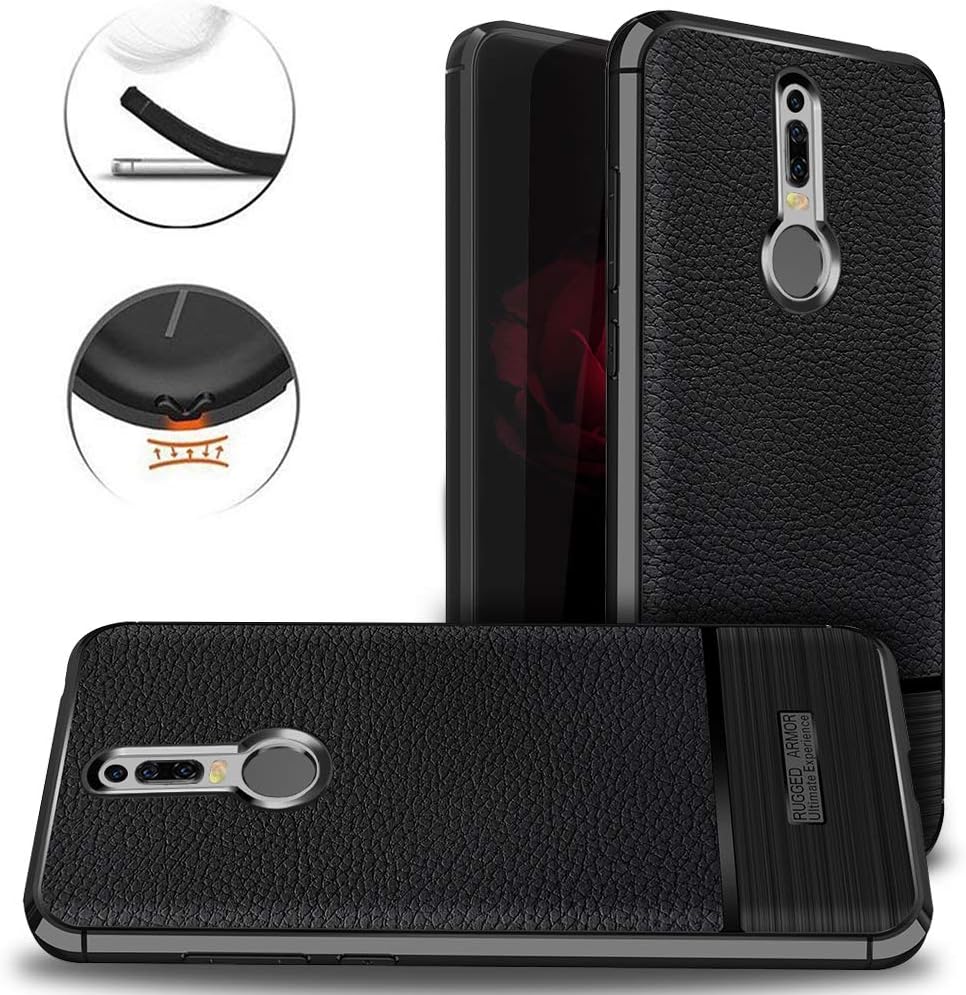 Huawei Mate RS Case,Shinwo Litchi Pattern Leather Rugged Shockproof Soft TPU Cover Case for Huawei Mate RS - Black