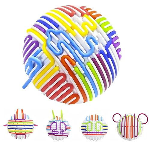 JoyJoyful 3D Sensory Activity Board, DIY Silicone Fidget Toys for Kids Adults, Stress Relief, Calming, Focus, ADHD and Autism, Travel Toys Anxiety Relief for Kids (6 Colors 16 String)