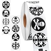 Geyoga 1000 Pcs Skull Stickers Pirate Helmet Youth Football Baseball Award Decals 8 Styles Halloween Themed Helmet Stickers Roll for Hockey Lacrosse Car Skateboard Laptop Water Bottle Luggage Bike