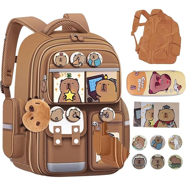 Large Capacity Waterproof Kawaii Backpack with Pins Accessories 12 Piece Set Amazon.com: Donloise Kawaii Backpack with Pins and Pendant  main image 4