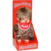Monchhichi Classic Boy Red Bib Plush with Vinyl Face - Retro Collectible | Monchhichi Wearing Red Bib - Classic Monchhichi - Traditional Collectible Retro Plush - Gift for Nostalgic Collectors