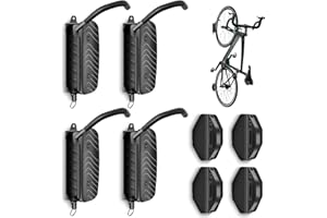 MILADO Wall Bike Rack, Swivel Bike Wall Mount for Garage, 150° Space Saving Vertical Bike Hangers for Storage, Hanging Bike Rack Holds Up to 66lbs, Easy to Install, 4 Pack, Black