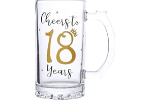 18th Birthday Gift，Men and Women Cheering 18th Birthday Beer Mugs，Cheers to The 18th Anniversary Beer Glass，18th Birthday Par