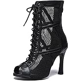 Minishion Sexy Dance Heels for Women Mesh Party Eveing Ankle Sandals Boots