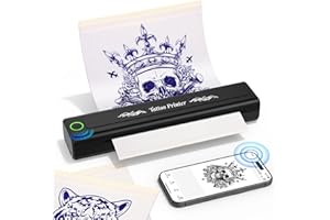 YOHOOLYO Tattoo Stencil Printer, Bluetooth Portable Tattoo Machine with 10 Transfer Papers for Artists & Beginners for Home U