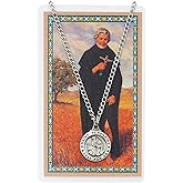 Saint Peregrine 3/4-inch Pewter Medal Pendant Necklace with Holy Prayer Card