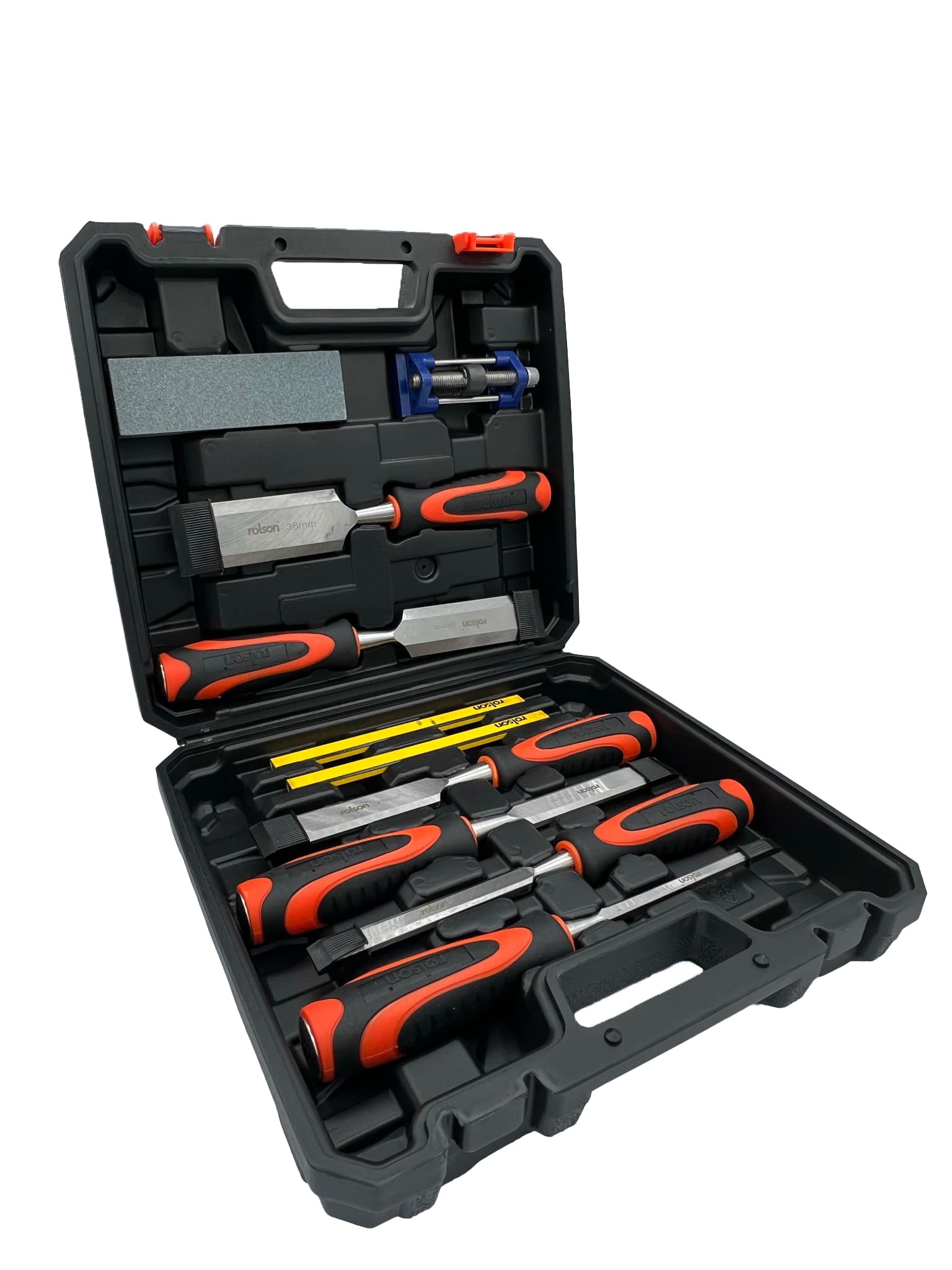 Rolson 56140 CRV Chisel and Honing Guide, Orange/Black, 10pc