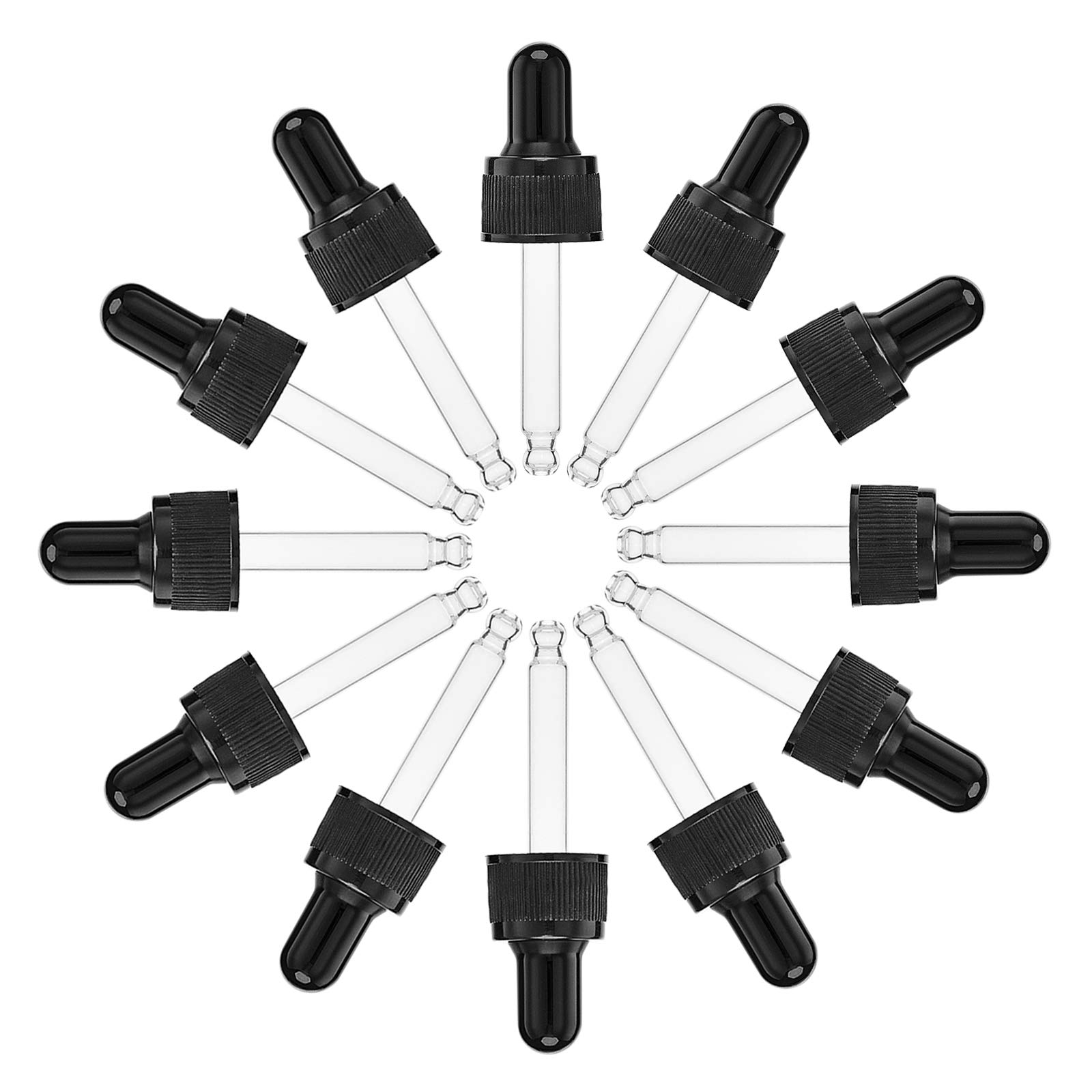 SUPERFINDINGS 24pcs 10ml Glass Essential Oil Dropper Bottles with Leak-Proof Caps and Silicone Bulbs for Travel and DIY Projects