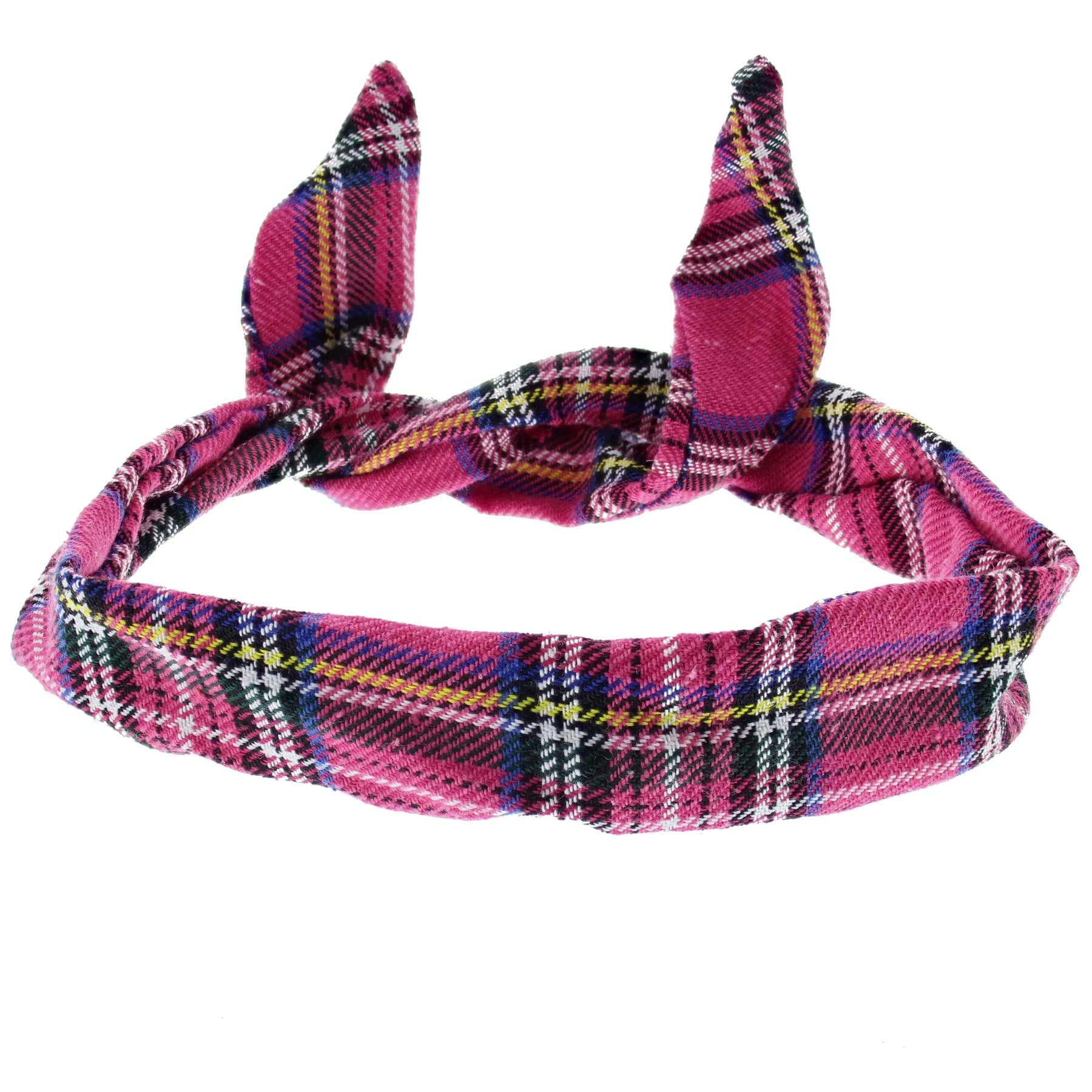 Topkids Accessories Wire Headbands Womens Girls Hair Bands Bandana Hairband Velvet Tartan Neon Army Leopard Metallic Rainbow Head Band Festival Holiday Essentials (Fuchsia Tartan)