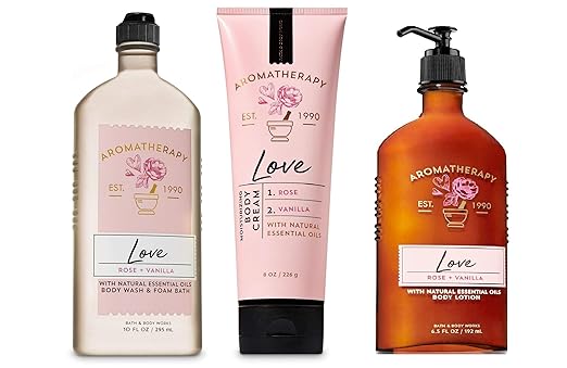 Bath & Body Works Aromatherapy LOVE ROSE + VANILLA Combo Set