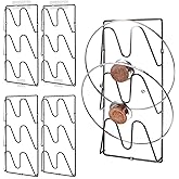 4-Pack Pot Lid Organizer – Heavy-Duty Metal Total 12 Tier Lid Rack for Cabinet, Wall, or Door, No-Drill Adhesive Mount – Space-Saving Kitchen Storage (Black)