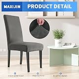 MAXIJIN Stretch Velvet Chair Covers Set of 2 Grey Dining Room Chairs view 2