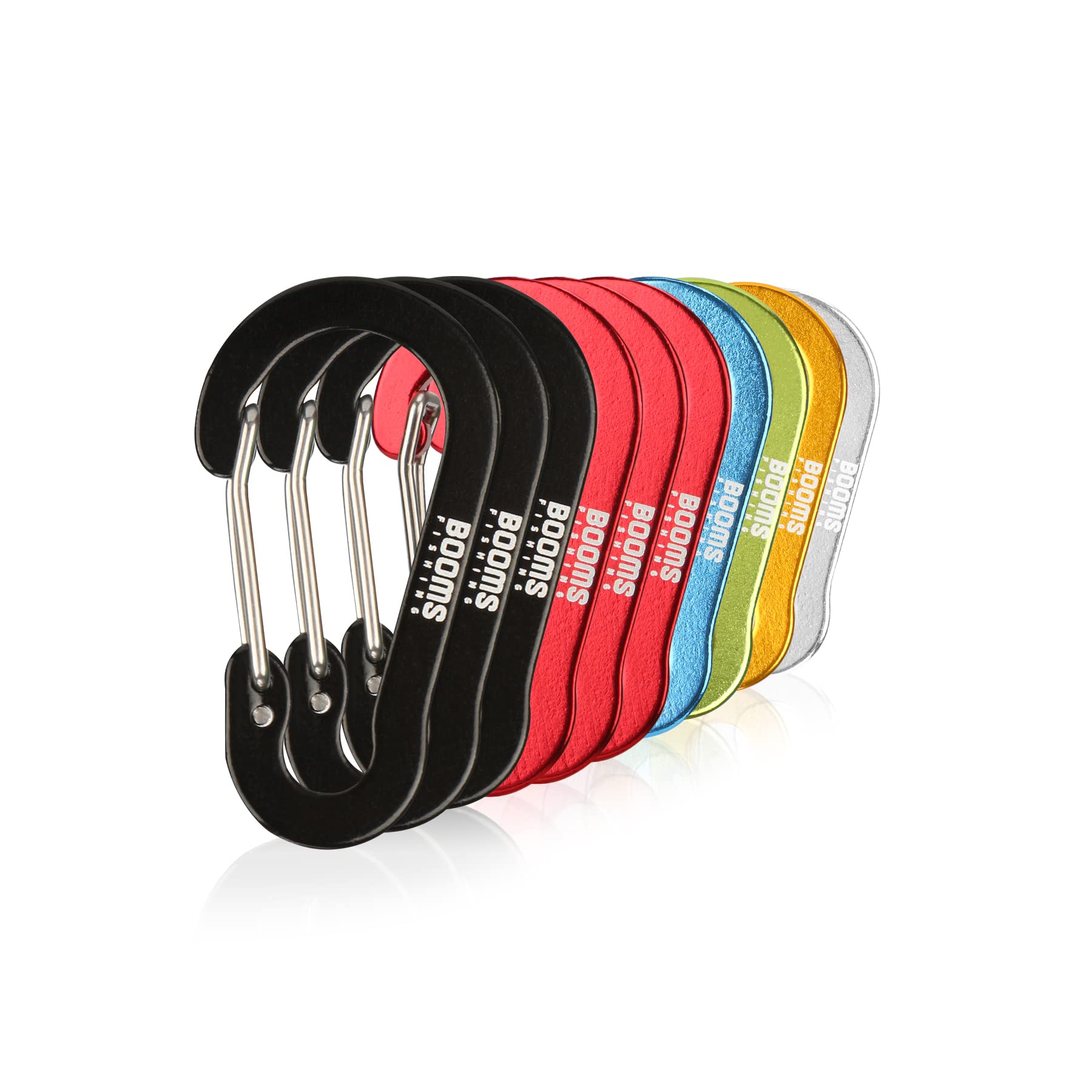 Booms Fishing CC1 Multi-Use Carabiner Clip, 10 Pack Small Caribeener Clips, Mini Keychain Caribeaner Clip 2 inch, Aluminum D Ring Carabiners, Assorted Colors