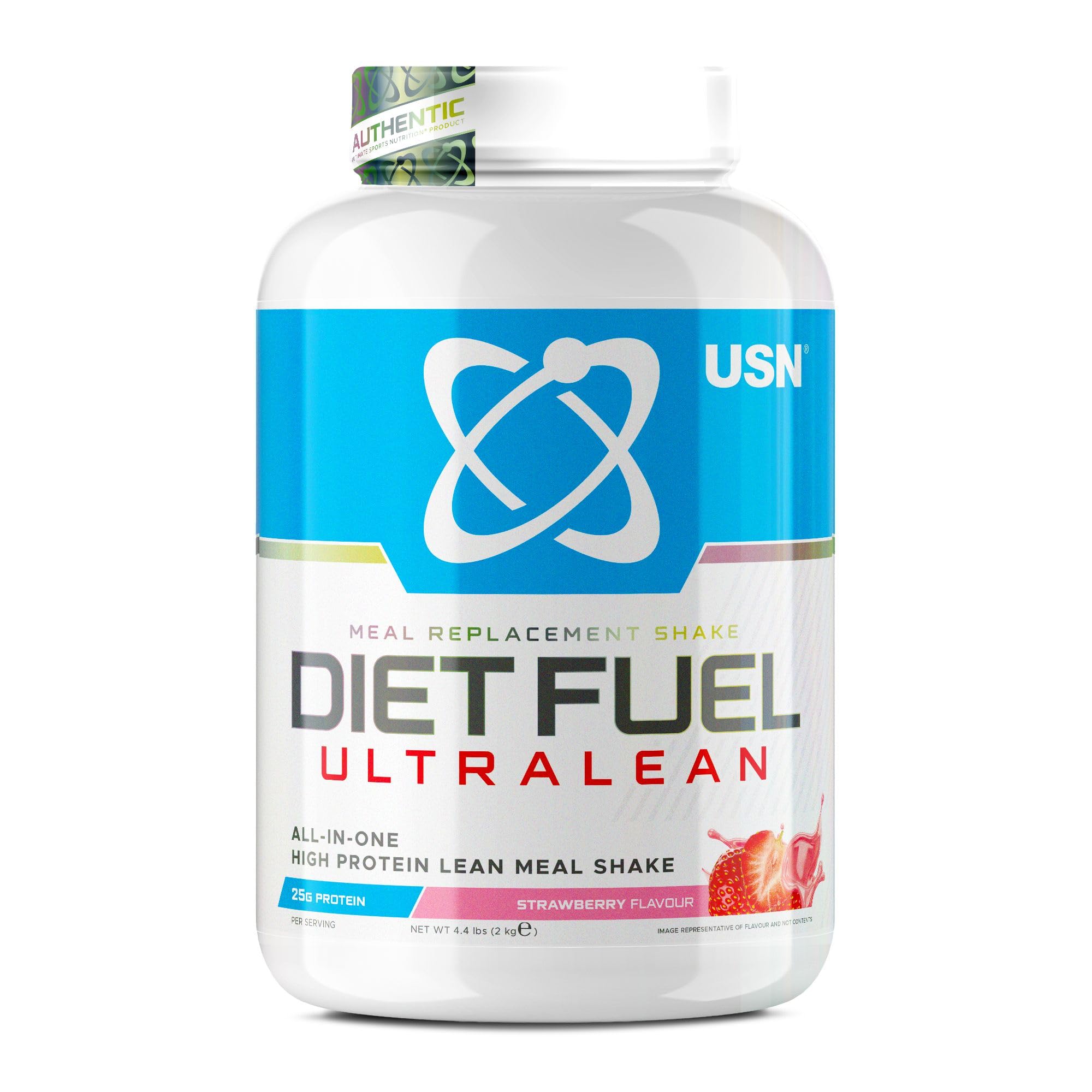 USN I Diet Fuel Ultralean Meal Replacement Shake (Strawberry, 2kg - 36 Servings/Meals) High Protein, Low Calorie Drink to Support Weight Loss & Balanced Diet I Added 24 Vitamins & Minerals
