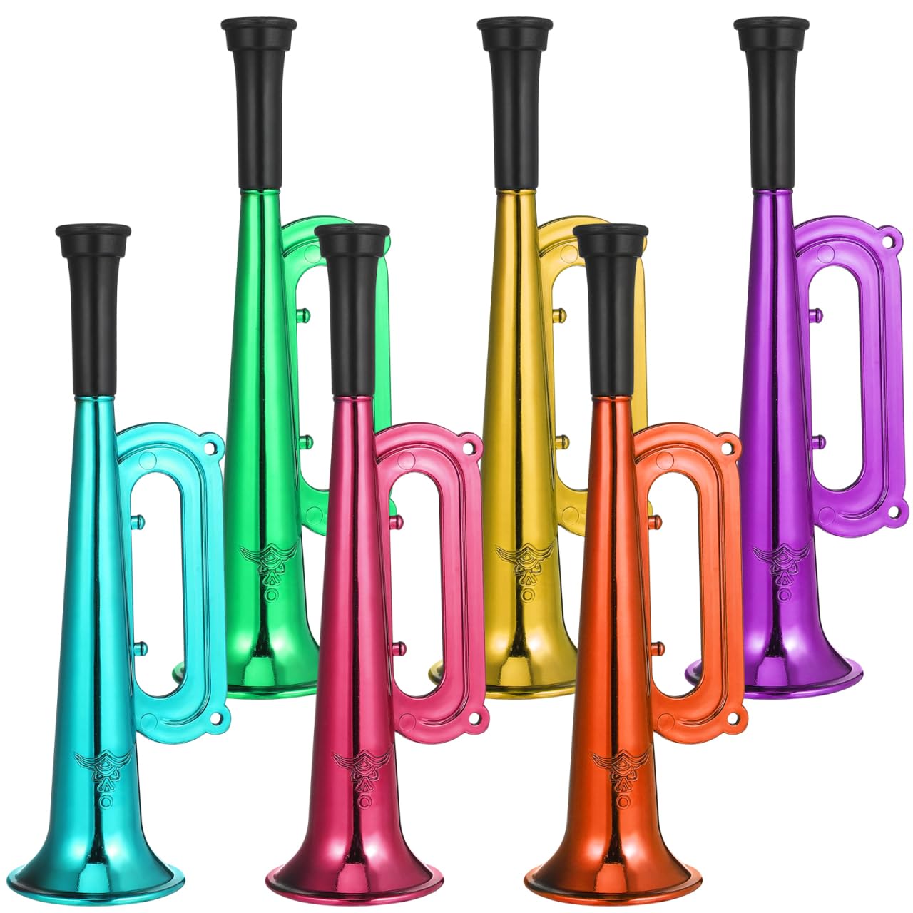 jojofuny 6 Pcs Kids Toy Trumpet & Saxophone Toy, Plastic Party Blowers, Sports Cheering Horns, Multicoloured Musical Instruments for Children Party Favors, School Events & Football Games
