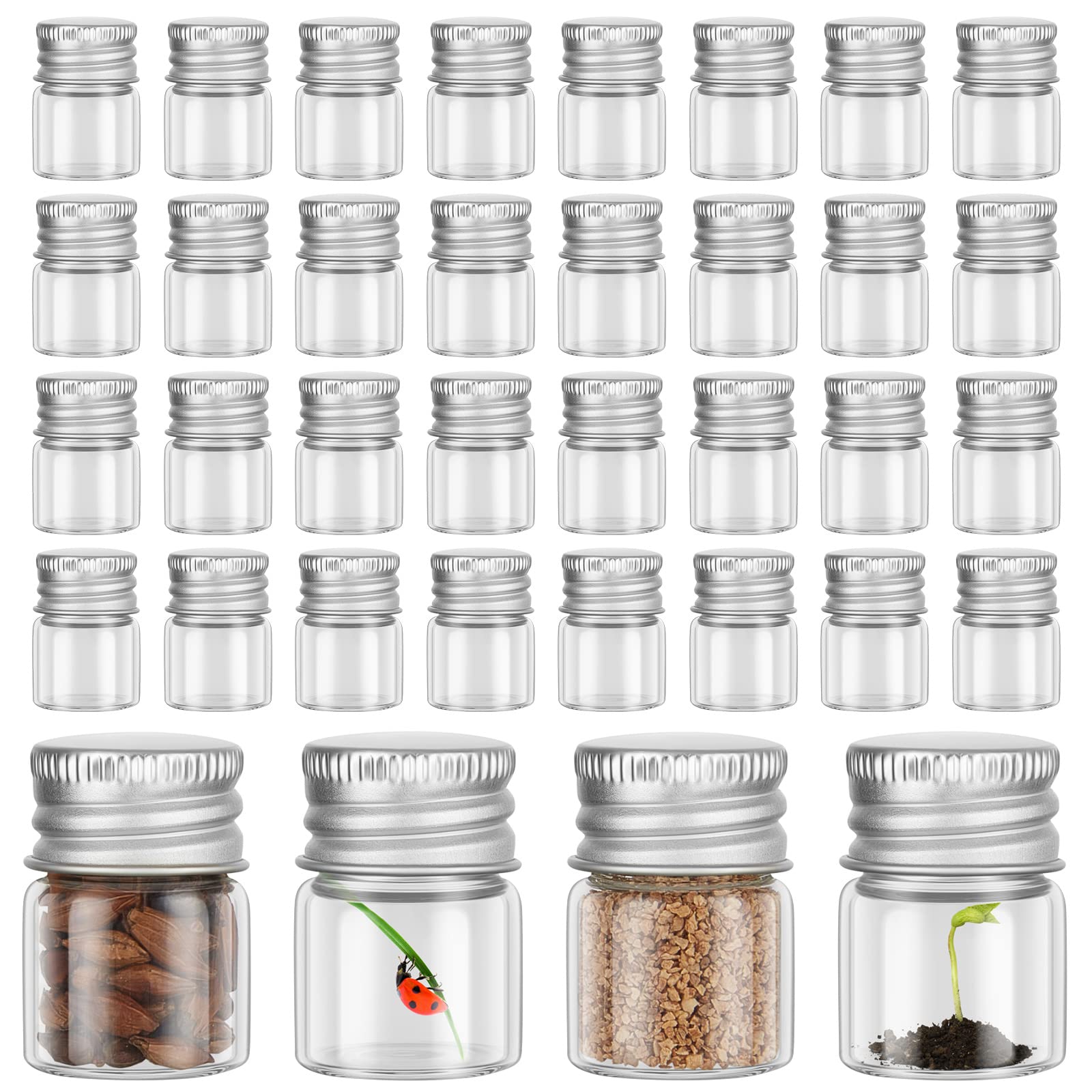 Tessco 100 Pcs 5 ml Mini Glass Bottles with Screw