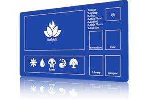 AIRCBC MTG Playmat Stitched with Magic Zone Non-Slip Rubber Backing Printing Commander Board Game Desk Mat Duel Mat TCG Playmat PTCG Playmat 24x14 inches and Free Storage Bags (Blue)