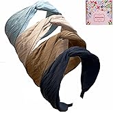 KOVOLITU 4 Pack Fashion Wide Knotted Headband for Women Girls Cross Knot Headbands Non Slip Solid Colors Hair Bands-Neutral