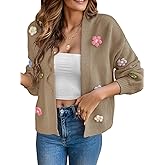 Cardigan Sweaters for Women, 3D Floral Embroidery Knit Cardigan Y2K Open Front Lightweight Sweater