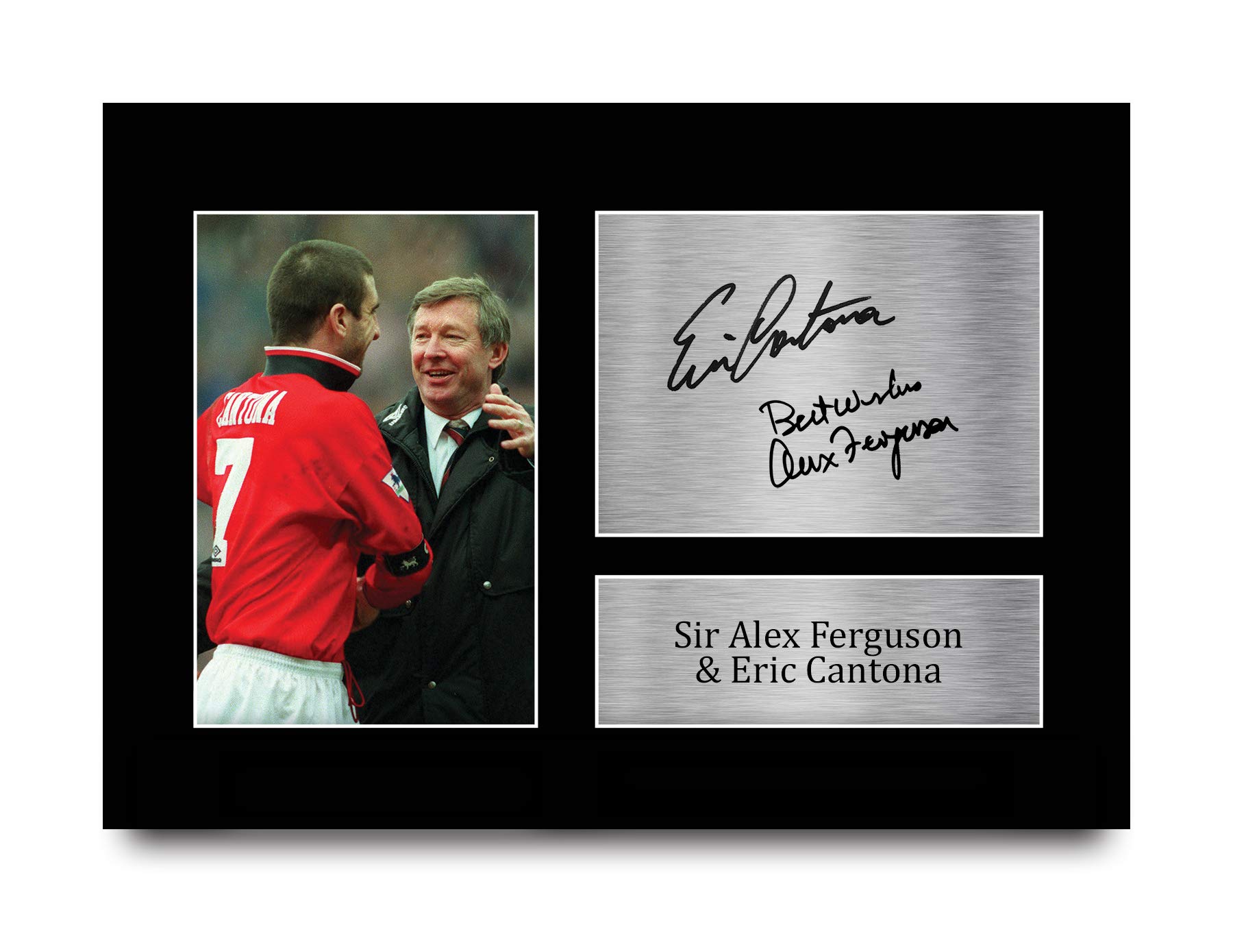 HWC Trading A4 Sir Alex Ferguson & Eric Cantona Gifts Printed Signed Autograph Picture for Football Fans and Supporters