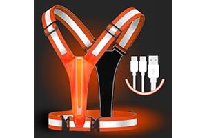 REFLECTIVE XSCPG Led Reflective Vest Running Gear,USB Rechargeable Light Up High Visibility Running Vest,6-11hrs Light with Adjustable Waist/Shoulder for Runners Walkers