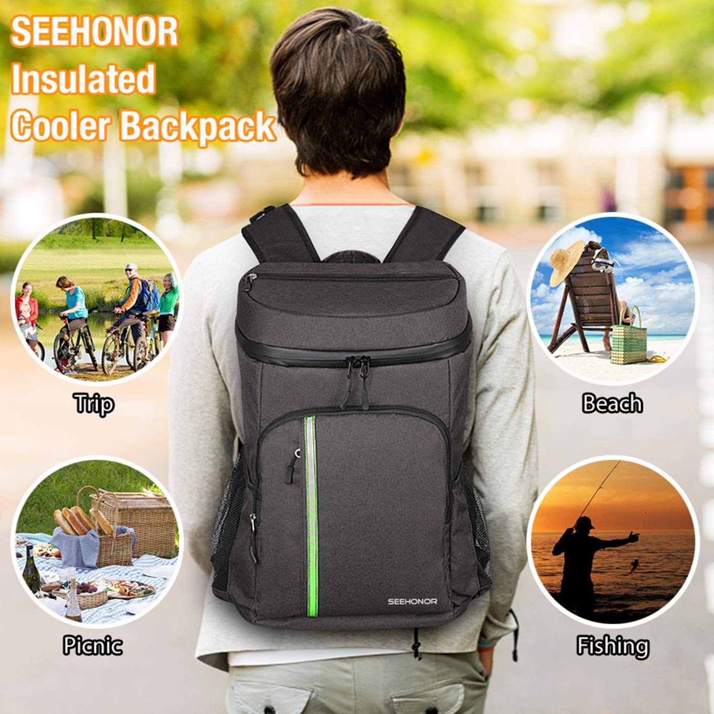 SEEHONOR Insulated Cooler Backpack Leakproof Soft Cooler Bag