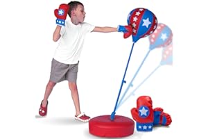 KLEVLY Punching Bag for Kids Ages 3-8 Yrs | Kids Punching Bag with Boxing Gloves | Height Adjustable | Ideal Christmas and Birthday Gift | Boys Toys Age 3 4 5 6 7 8