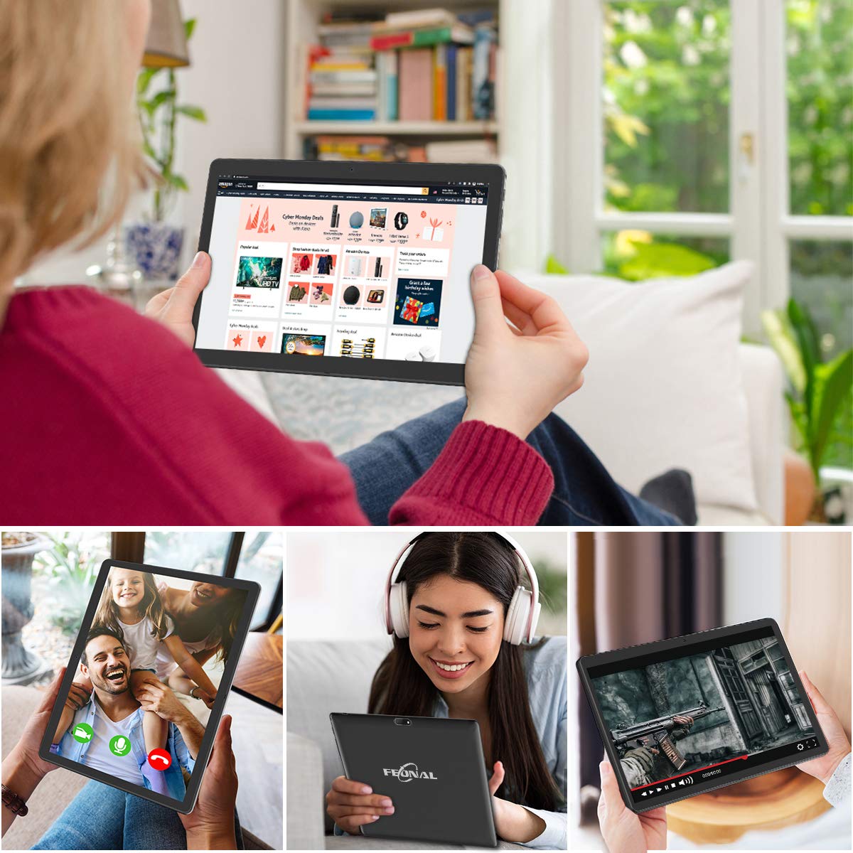 Tablet 10.1 inch Android Tablet 2025 Latest Update Octa-Core Processor with 64GB Storage, Dual 13MP+5MP Camera, WiFi, Bluetooth, GPS, 512GB Expand Support, IPS Full HD Display (Black)