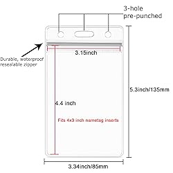 AMUU 12 Pack Vertical Clear Badge Holders Large 4x3