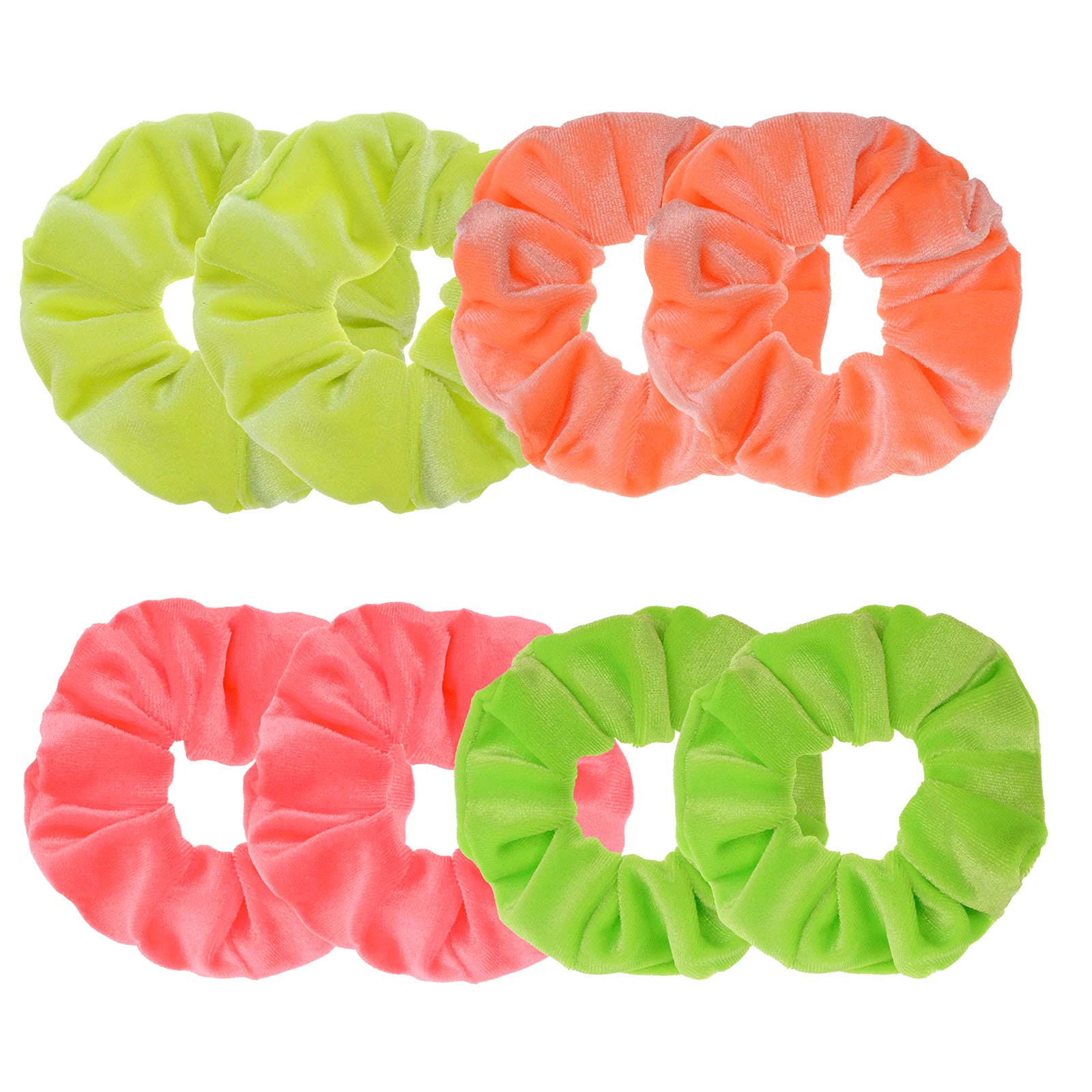 8 Pack Neon Color Velvet Scrunchies for Women Hair Ties Ponytail Holder Hair Accessories