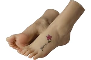 ZHY New Silicone Feet Silicone Mannequin Silicone Lifesize Female Mannequin Foot 1 Pair Display Jewerly Sandal Shoe Sock Display Art Sketch Foot Toys (with Nails，Platinum Vein Style) More Lifelike