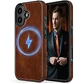 LOHASIC for iPhone 17 Case, Luxury PU Leather Strong Magnetic Compatible with All MagSafe Soft Back Cover Men Women Protective Phone Cases 6.3 inch, Dark Brown