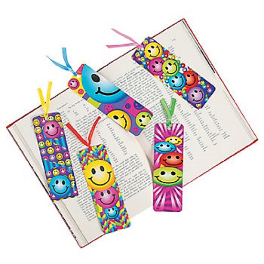 4 Dozen (48) Smiley Face Laminated BOOKMARKS - Smile EMOJI Emoticon PARTY Favors CLASSROOM Rewards Incentives TEACHER