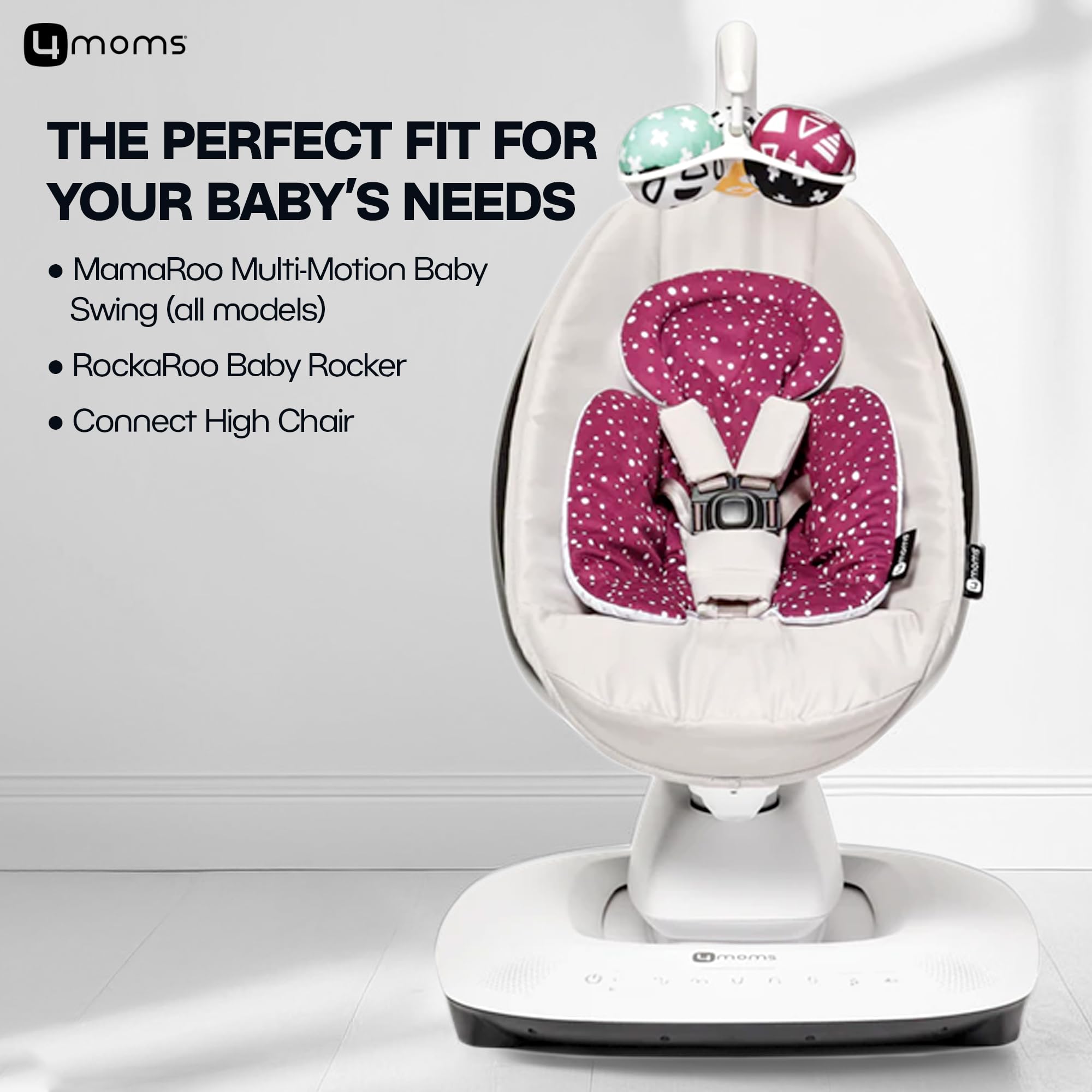 4moms RockaRoo and MamaRoo Infant Insert, Machine Washable, Soft, Plush Fabric, Reversible Design, Maroon