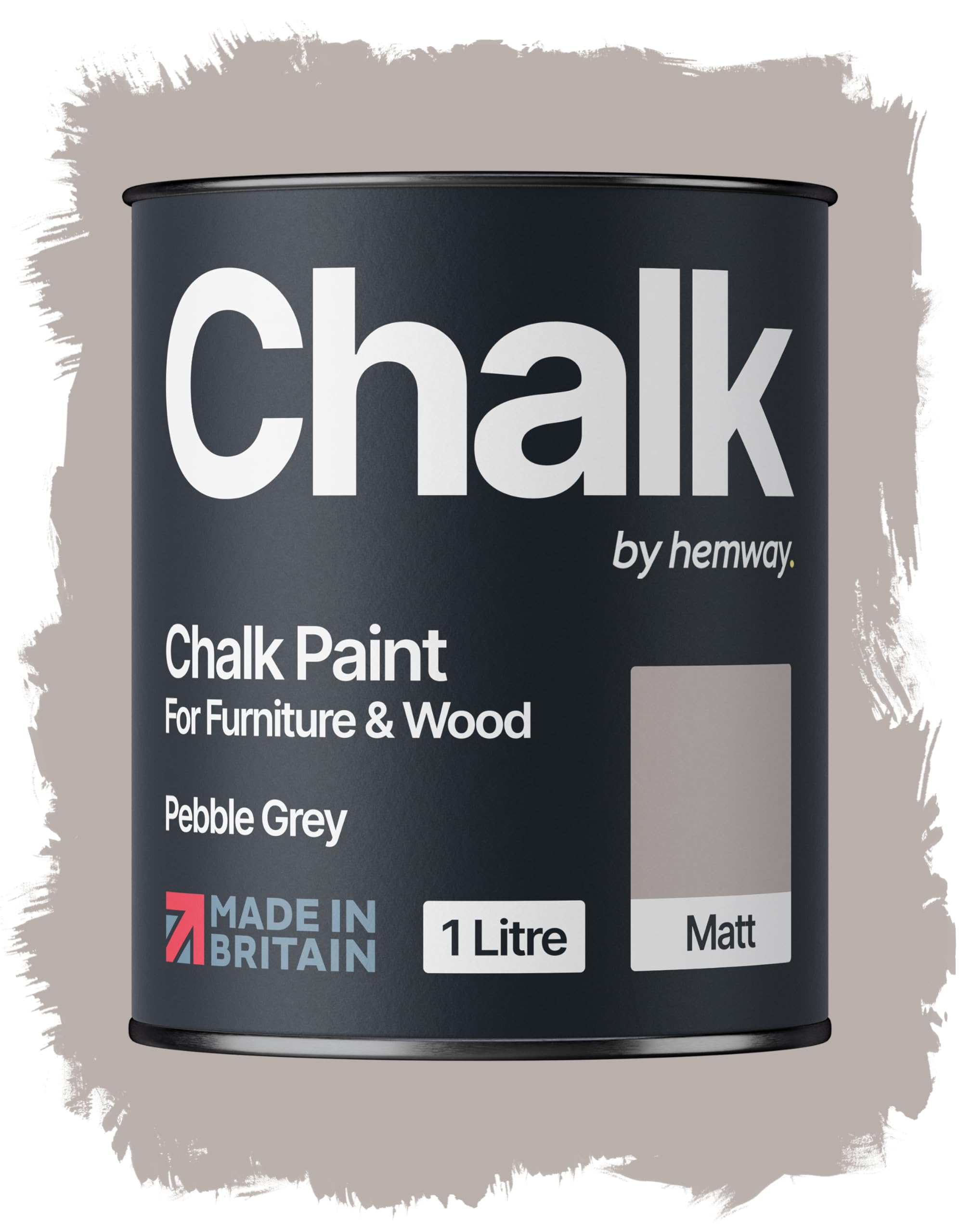Hemway Chalk Paint Pebble Grey Furniture Paint 1L, Matt Finish Shabby Chic, Chalk Furniture & Walls, Quick Dry & 1 Coat