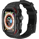 Luxury Metal Case for Apple Watch Ultra 49mm Band with Cover Heavy Duty Rugged Case Silicon Strap for men Full Protective Cover