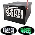 Black Post Mount Mailbox - 2 Lighting Modes Solar Numbers Light Large Capacity Infrared Sensor Illuminated at Night - Iron Numbers Mail Box Outdoor