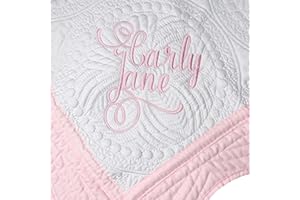 Personalized Baby Quilt Blankets Custom Embroidered Monogrammed Blankets for Kids Baby Super Soft and Cozy Cotton Baby Quilt 
