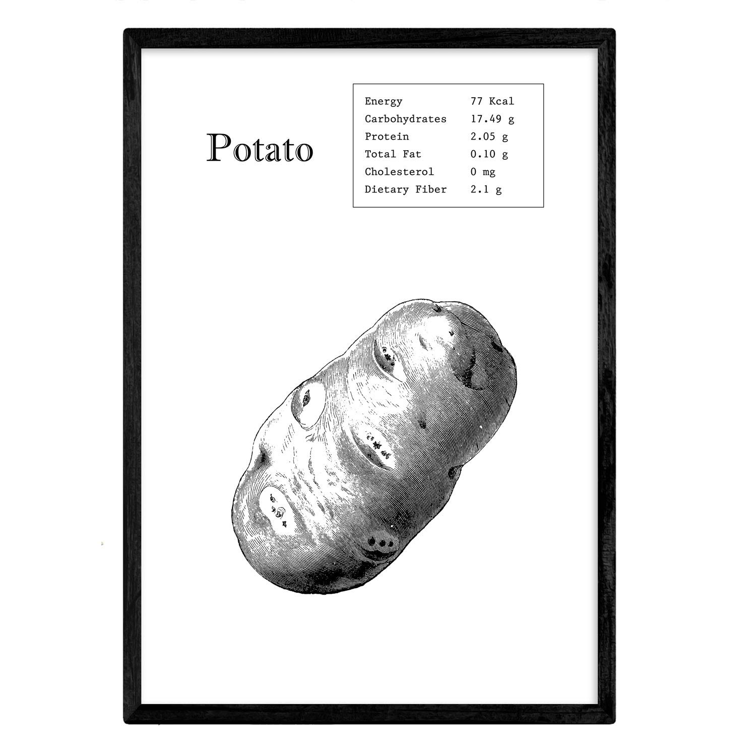 Nacnic Potato Poster Sheets of fruits and vegetables in English. A3 size
