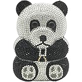 Boutique De FGG Bear Evening Bags and clutches for Women Formal Crystal Clutch Purse Party Animal Rhinestone Handbags,Mini