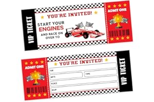 UBLURO Car racing Birthday Party Ticket Invitations, start your engins,motorcycle car race fit with boy, 20 Ticket + 20 Envel