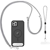CACOE Phone Lanyard 2 Pcs-1 Pcs Adjustable Neck Strap, 1 Pcs Wrist Strap, 2 Pcs Pads, Universal Crossbody Multifuctional Cell Phone Lanyards Compatible with Most Smartphones(Gray)