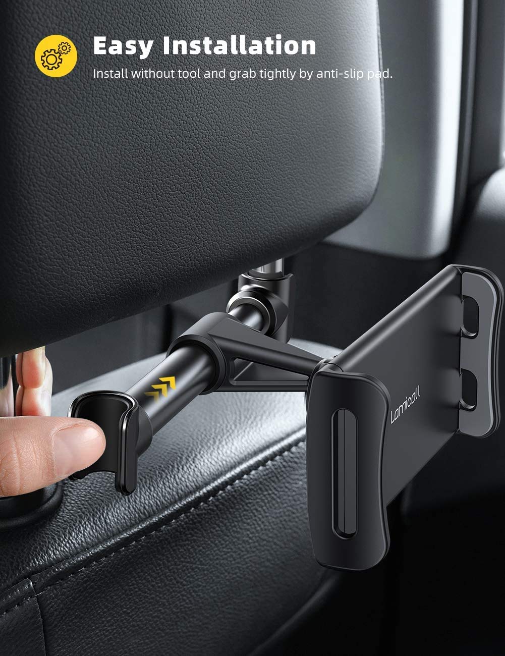 Lamicall Car Headrest Mount, Tablet Headrest Holder - Stand Cradle Compatible with iPad Pro Air Mini, Galaxy Tabs, Other 4.7-10.5