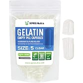 XPRS Nutra Size 5 Empty Capsules - 1000 Count Very Small Clear Empty Gelatin Capsules - Pills DIY Capsule Filling - Fillable Pill Gel Caps for Do-It-Yourself Vitamin Supplements