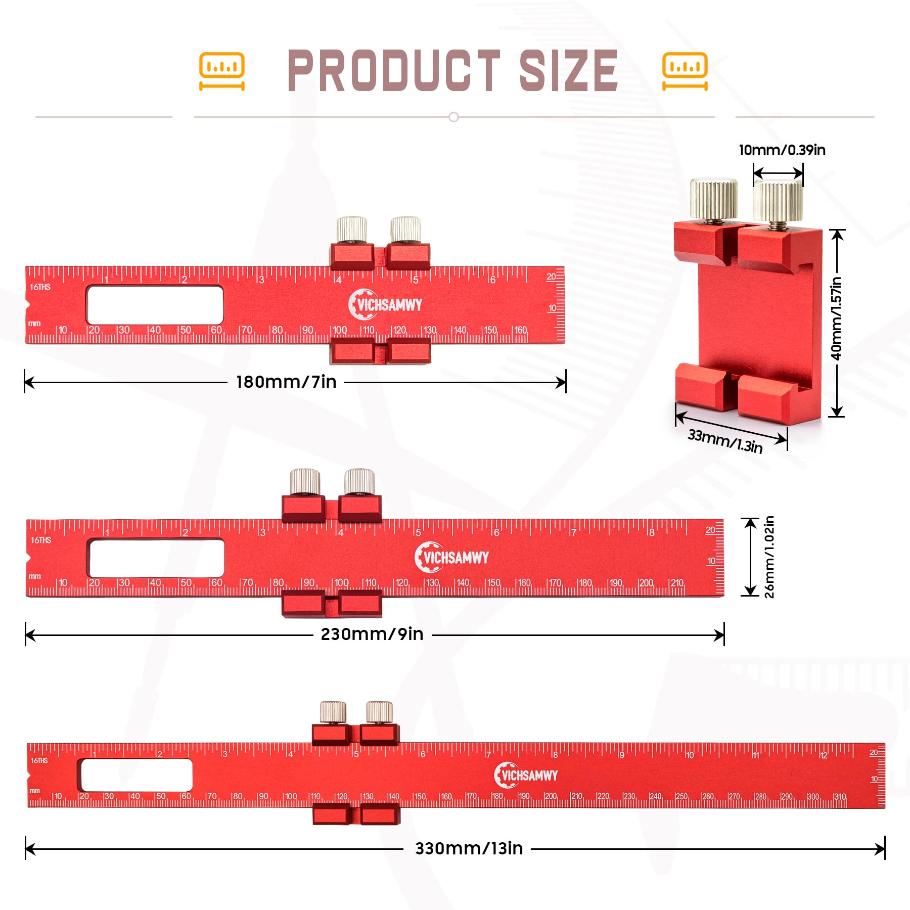 Mua VICHSAMWY Precision Metal Slide Stop Scribing Ruler - 12, 8 & 6 ...